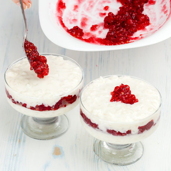 Red Currant Compote Rice Pudding Parfait